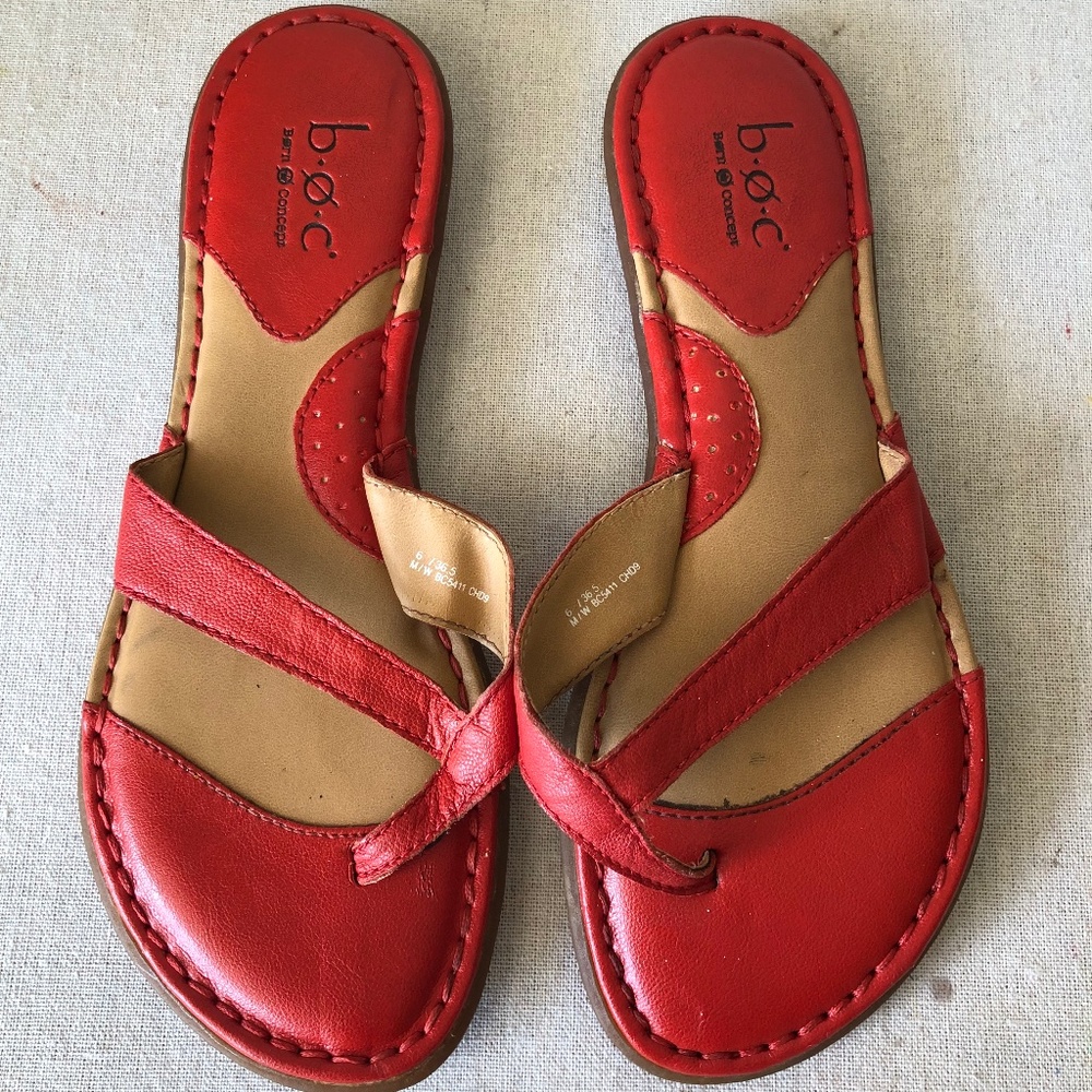 Red leather Born flip flops 6